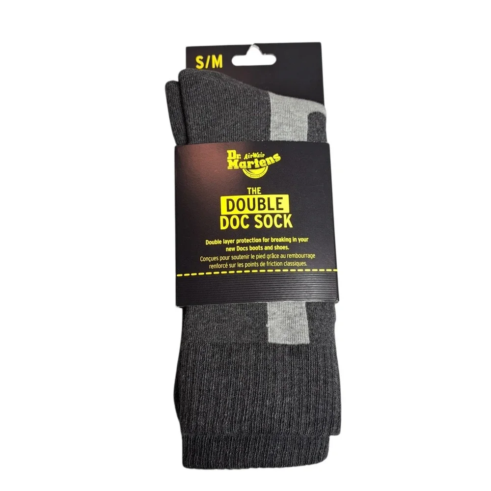 1 Pair Dr Martens Unisex‎ The Double Doc Sock Size S/M Charcoal Cotton Blend